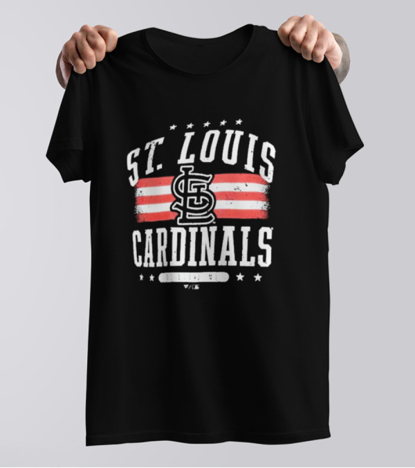 St. Louis Cardinals Americana Big And Tall Stars And Stripes Logo With St. Louis MO T-Shirt