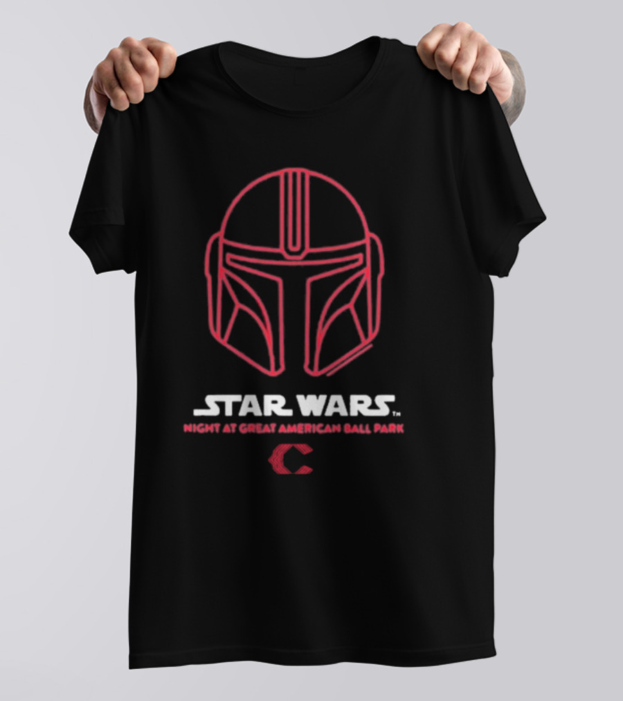 Star Wars Night At Great American Ball Park Mandalorian Helmet Reds T-Shirt