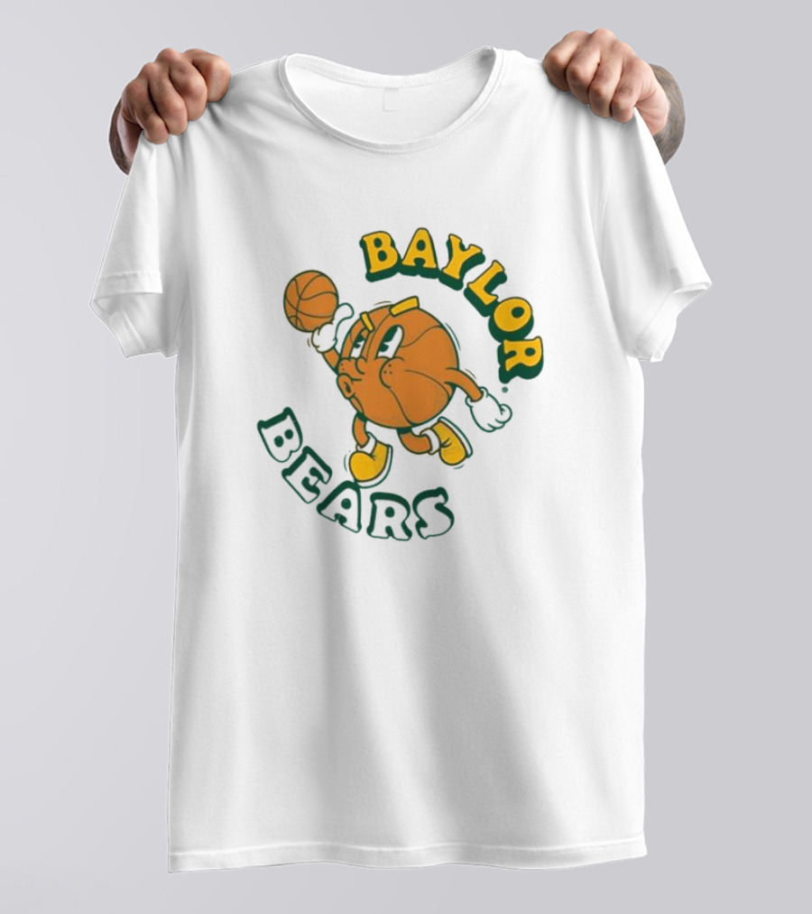 Baylor Bears Basketball Vintage Cartoon Logo Youth Green T-Shirt