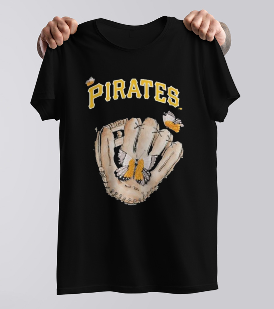 Pittsburgh Pirates Toddler Butterfly Baseball Glove Tiny Turnip T-Shirt