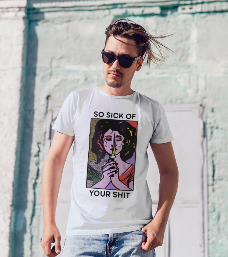 So Sick Of Your Shit Woman Holding Knife Colorful Pop T-Shirt