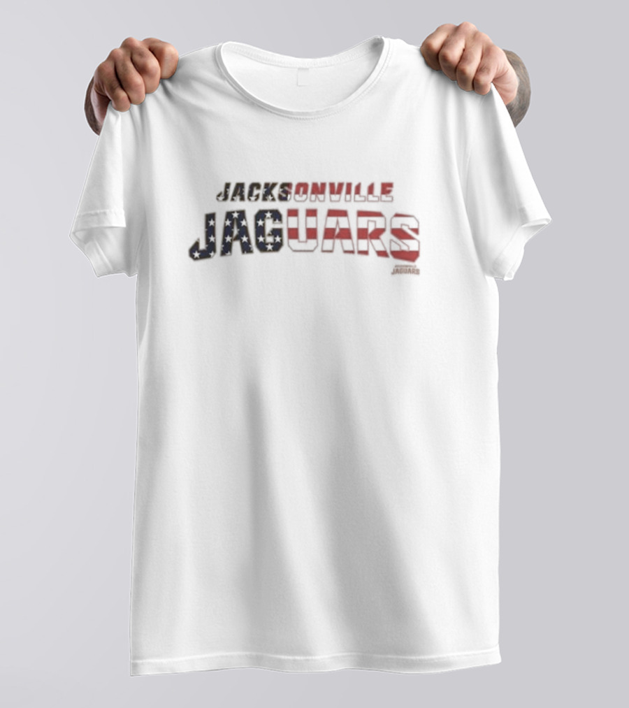 Jacksonville Jaguars Stars And Stripes Text ’47 Flag Script Franklin T-Shirt
