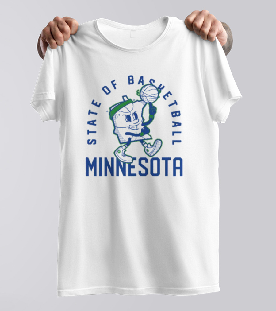 Minnesota State Of Basketball Retro Cartoon T-Shirt