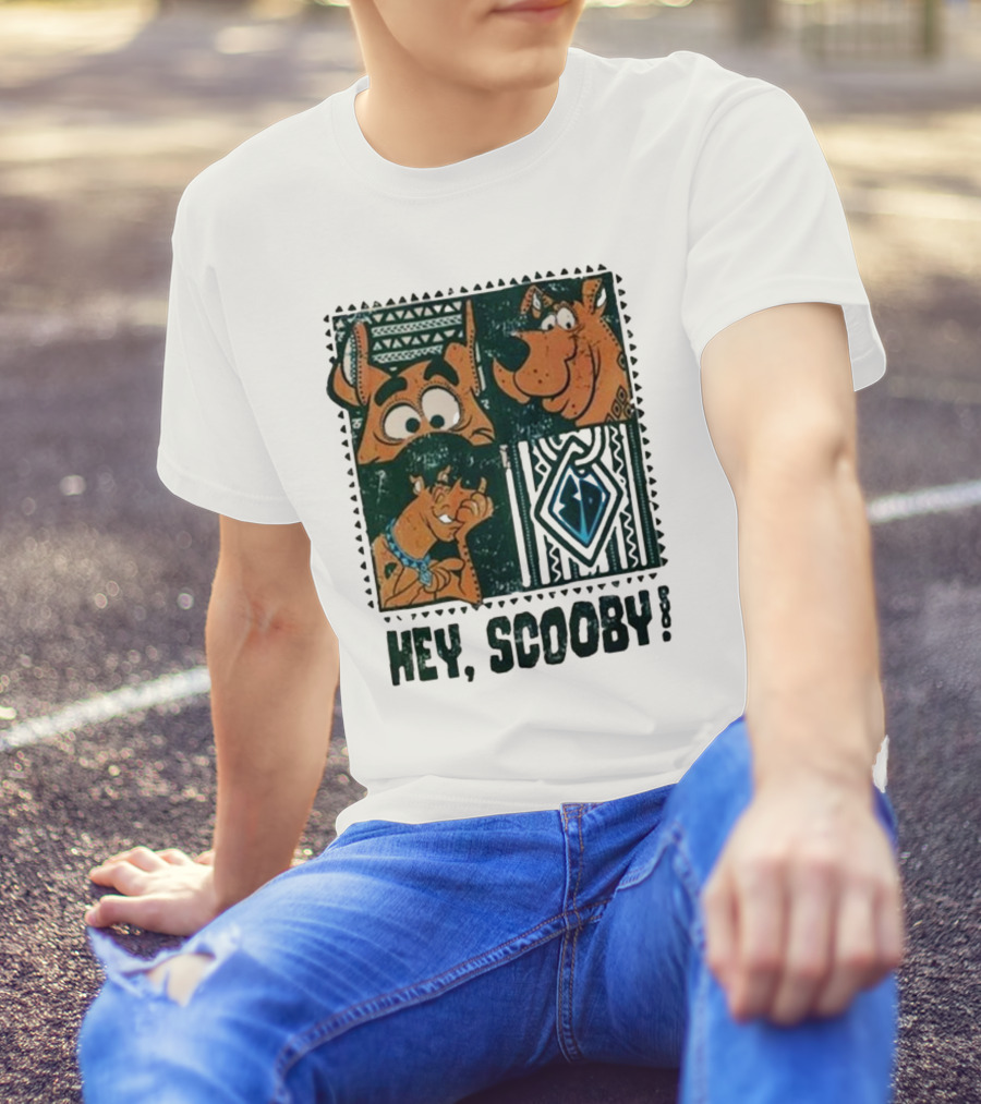 Scooby Doo Hey Scooby With Geometric Patterns And Scooby-Doo Facials T-Shirt