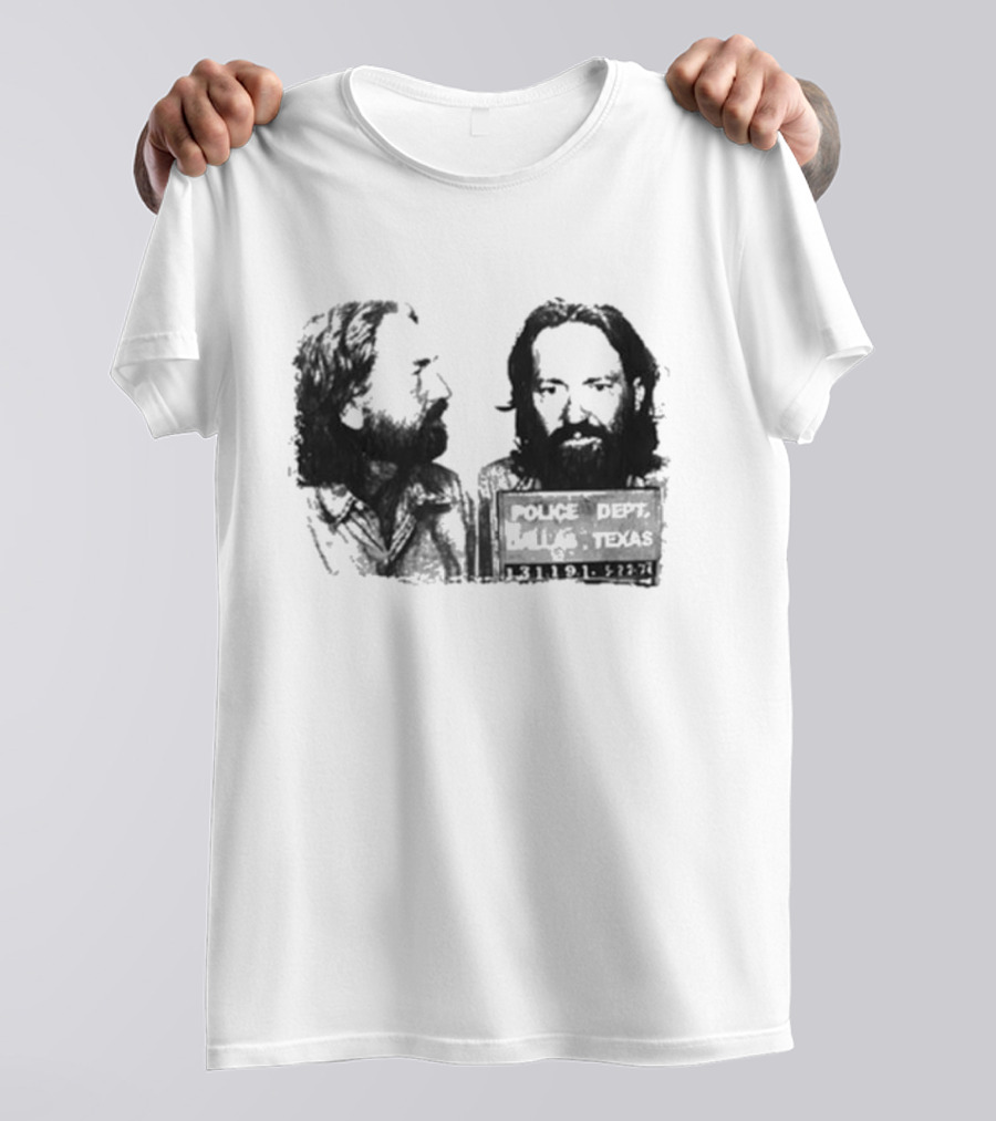 Willie Nelson Police Dept Texas Mugshot Profile T-Shirt