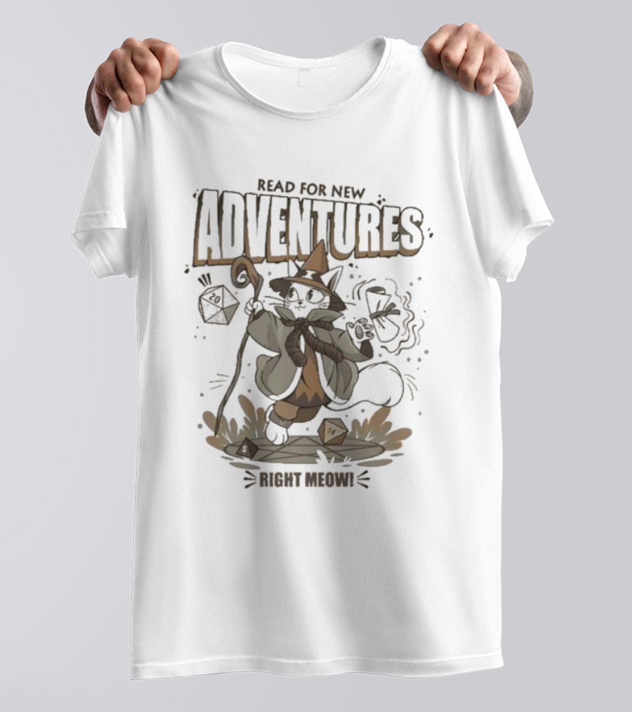 Ready For New Adventures Right Meow Wizard Cat T-Shirt