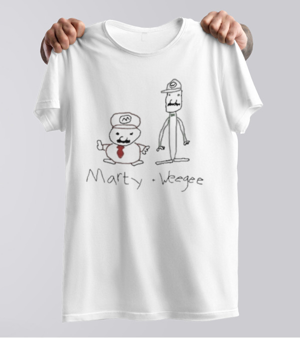Marty And Weegee Parody Characters With Hats And Mustaches T-Shirt
