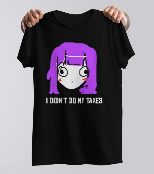 Jusagi Chan I Didn’t Do My Taxes Anime Style Purple Hair Sketch T-Shirt