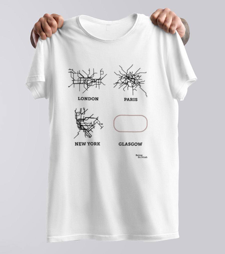 London Paris New York Subway Maps Glasgow Being Scottish T-Shirt