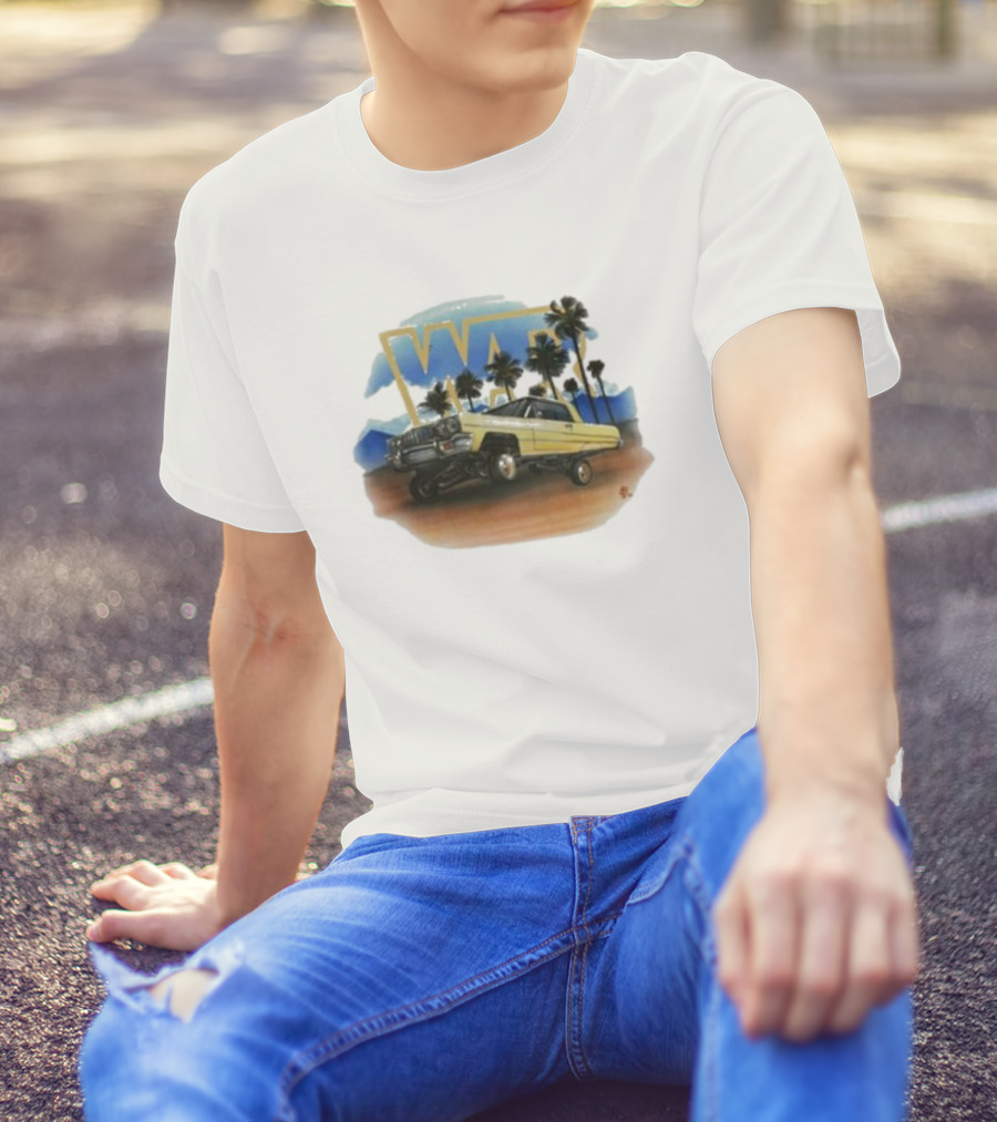 War Low Rider Airbrush Palm Trees Classic Car Lifted T-Shirt