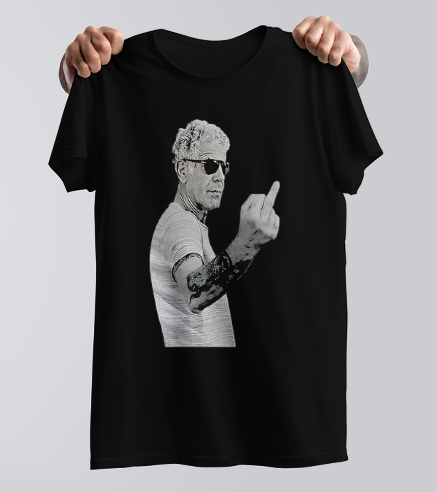 Anthony Bourdain Iconic Middle Finger Gesture T-Shirt
