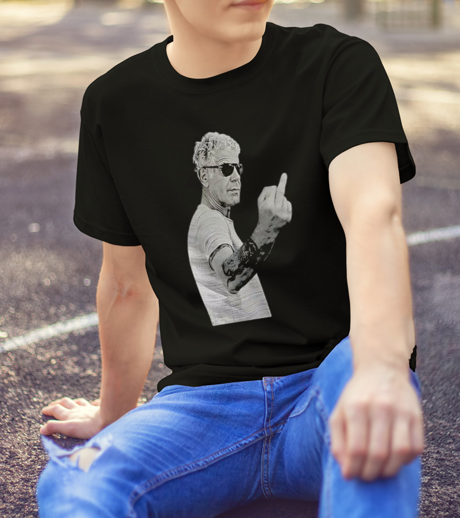 Anthony Bourdain Iconic Middle Finger Gesture T-Shirt
