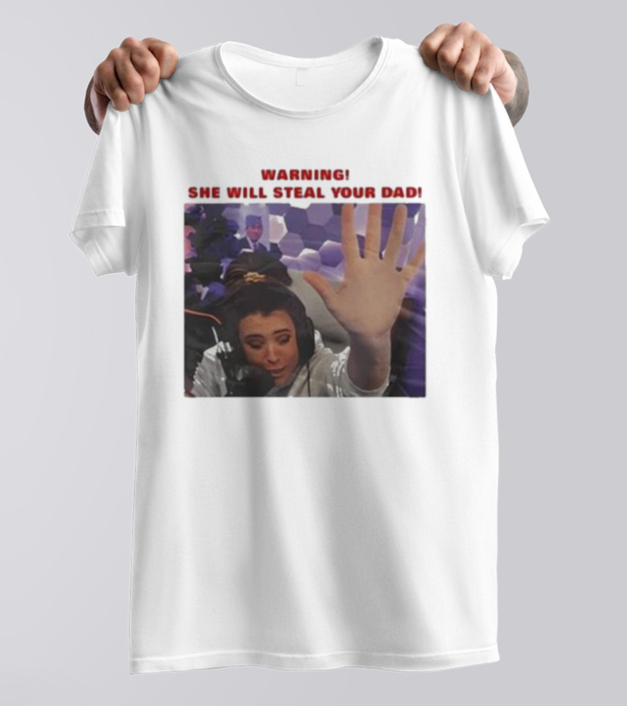 Warning She Will Steal Your Dad Raised Hand Microphone Scene T-Shirt