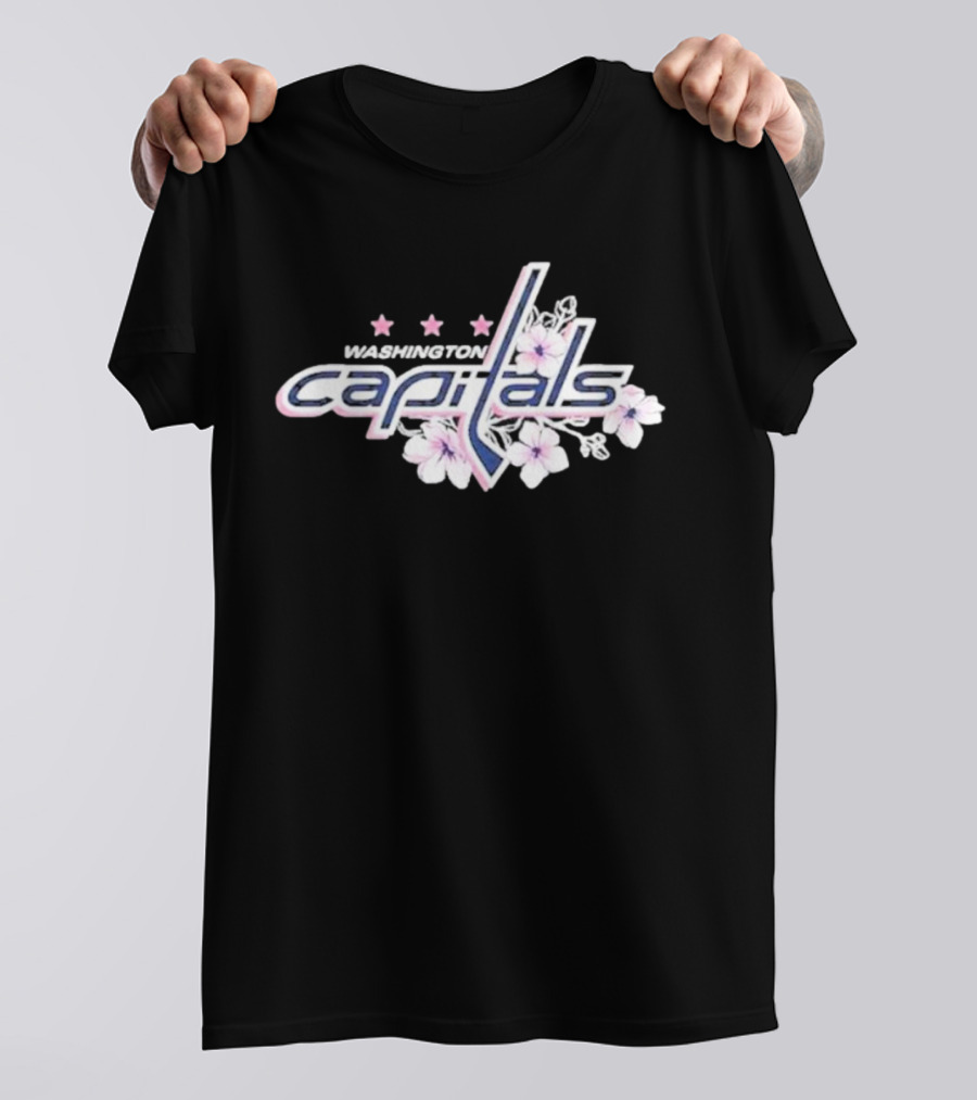 Washington Capitals Cherry Blossom Logo With Flowers And Stars T-Shirt