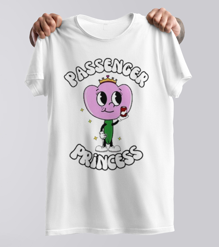 Passenger Princess Doublecrossco Cartoon Character With Crown And Drink T-Shirt