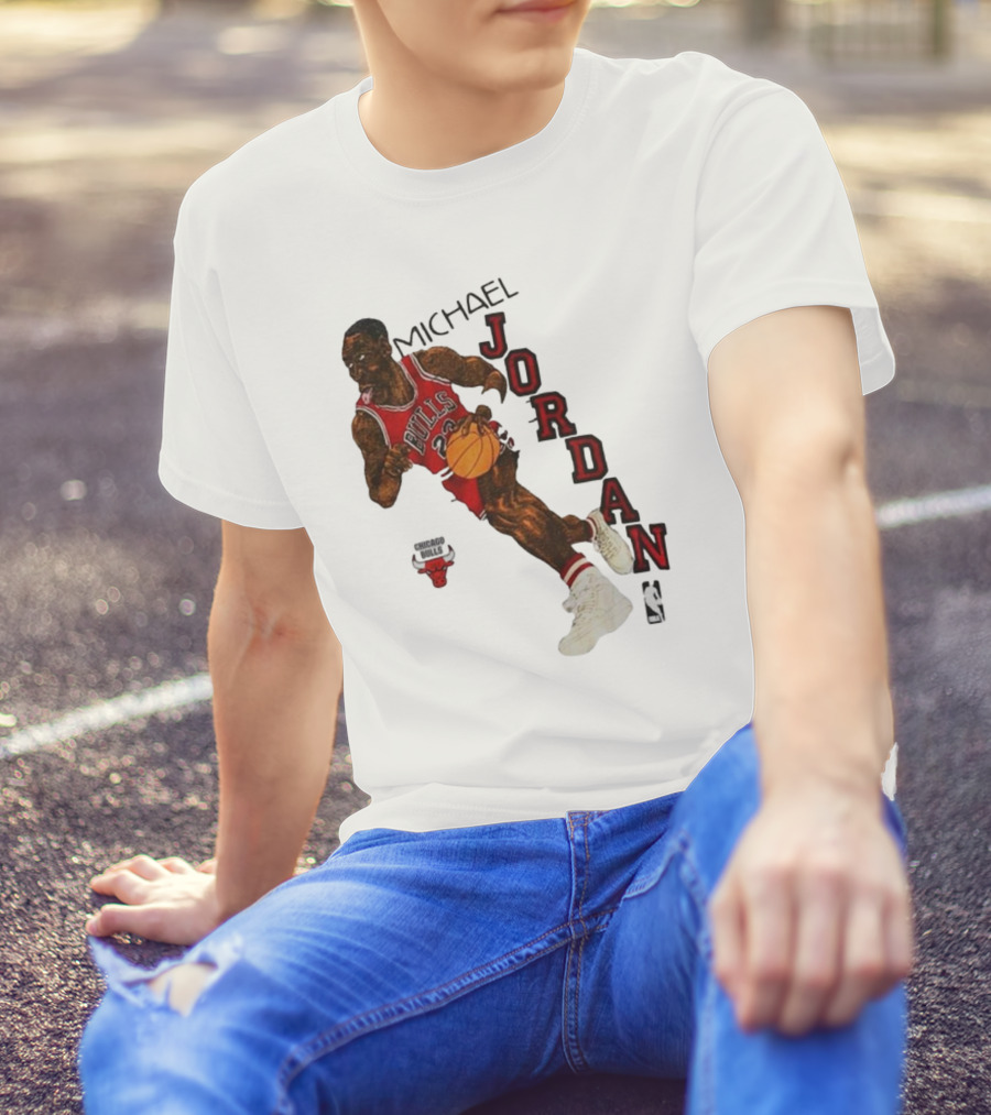 Michael Jordan Chicago Bulls Cartoon NBA T-Shirt