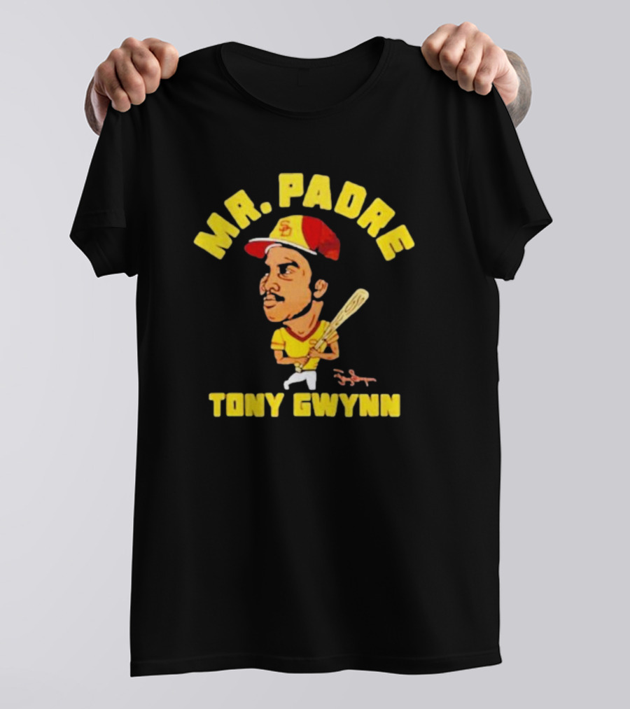 MR. PADRE TONY GWYNN SIGNATURE SAN DIEGO BASEBALL PLAYER CARTOON T-Shirt