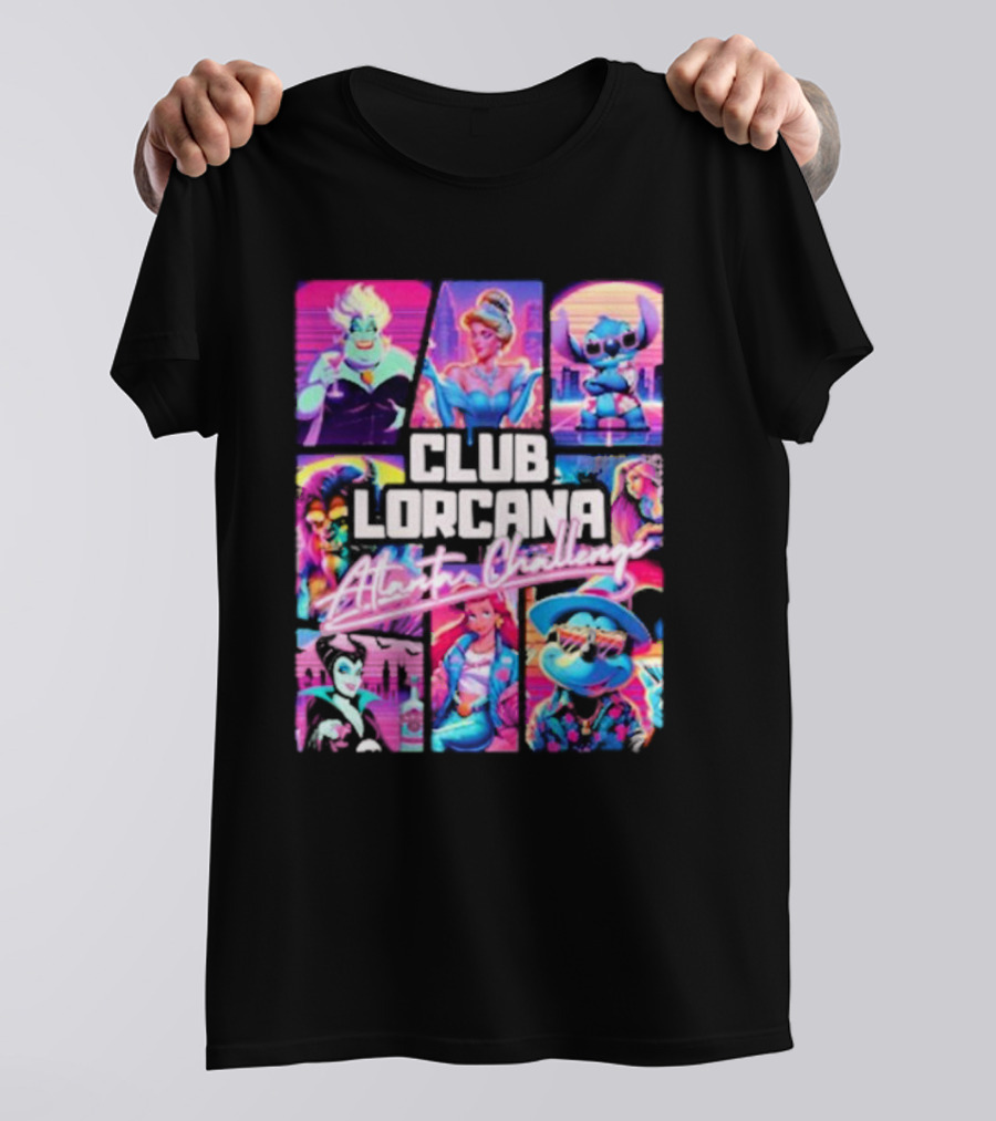 Club Lorcana Atlanta Challenge Ursula Cinderella Stitch 80s Neon T-Shirt