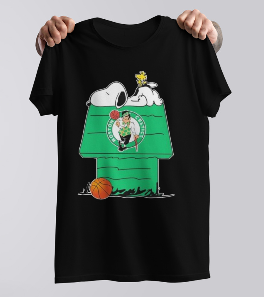Peanuts Snoopy Woodstock Boston Celtics Basketball House T-Shirt