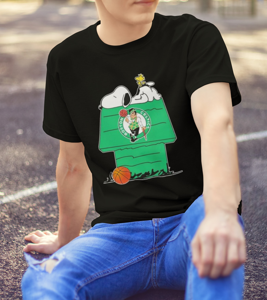 Peanuts Snoopy Woodstock Boston Celtics Basketball House T-Shirt