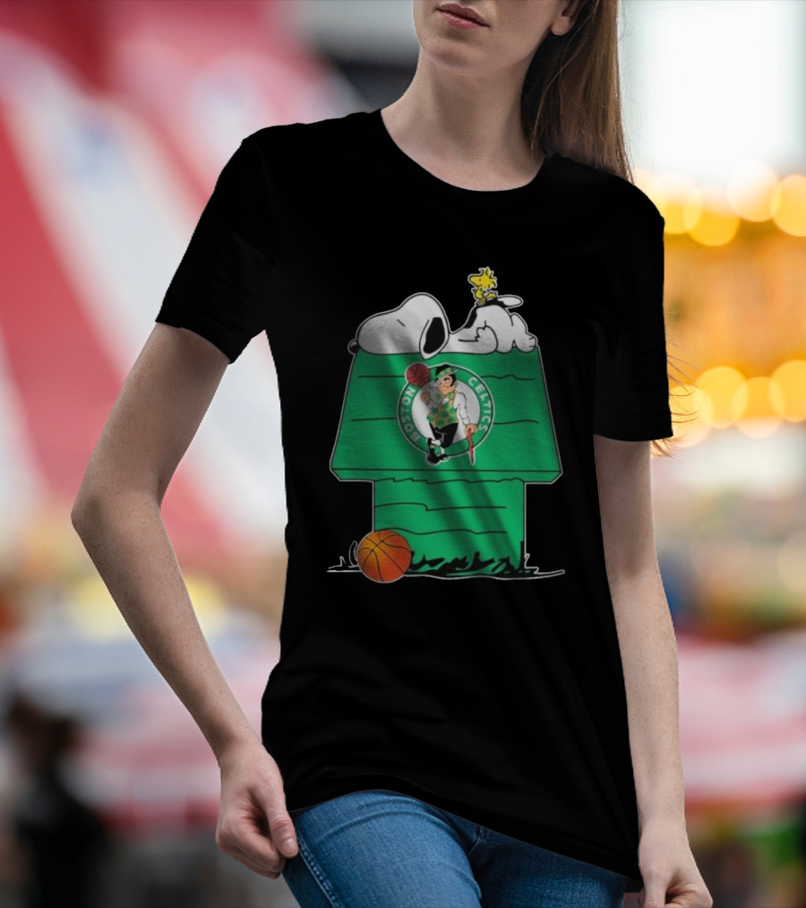 Peanuts Snoopy Woodstock Boston Celtics Basketball House T-Shirt