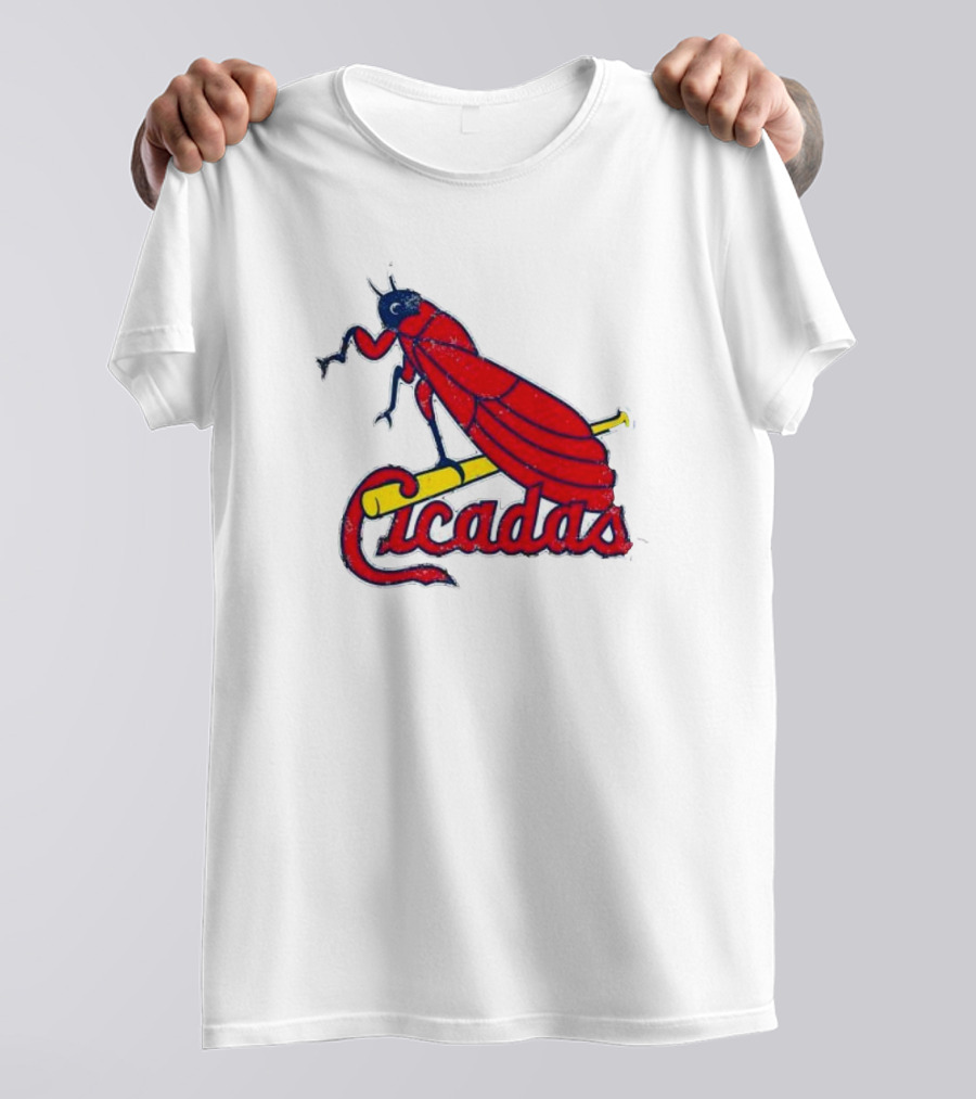 St. Louis Cicadas Red Insect Mascot Baseball Team T-Shirt