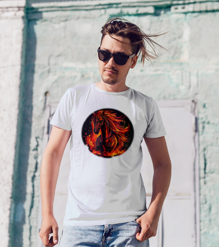 Fiery Horse With Flames For Funny Horse Lovers T-Shirt