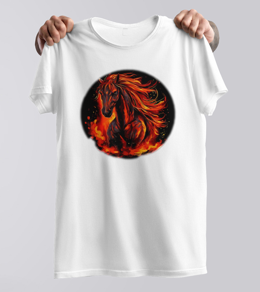 Fiery Horse With Flames For Funny Horse Lovers T-Shirt