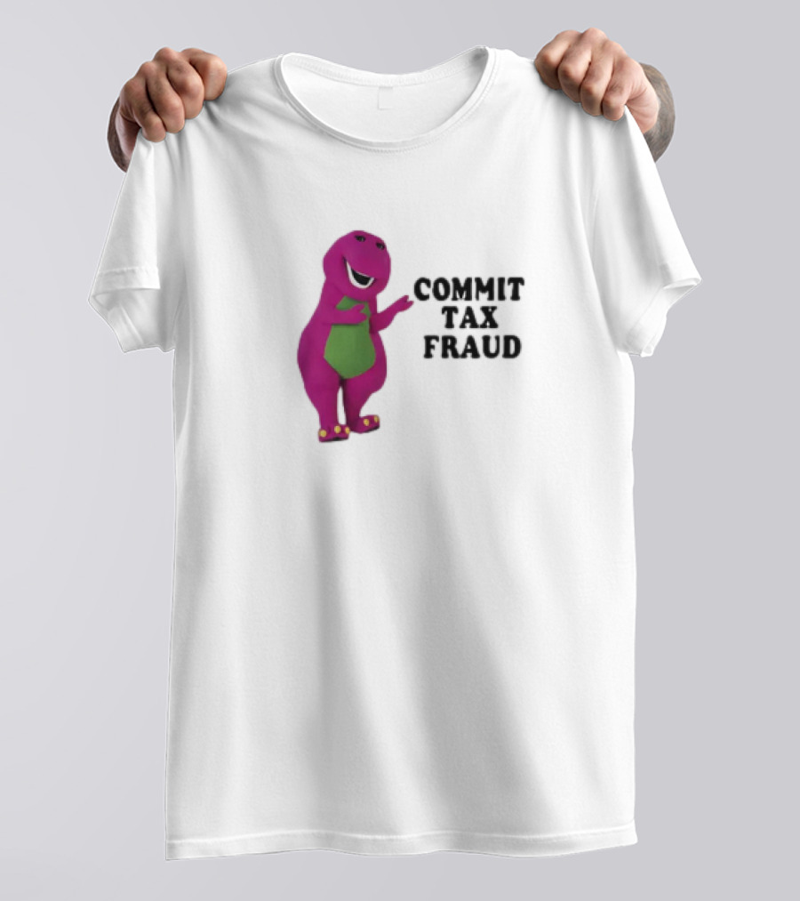 Commit Tax Fraud Purple Dinosaur Joke T-Shirt