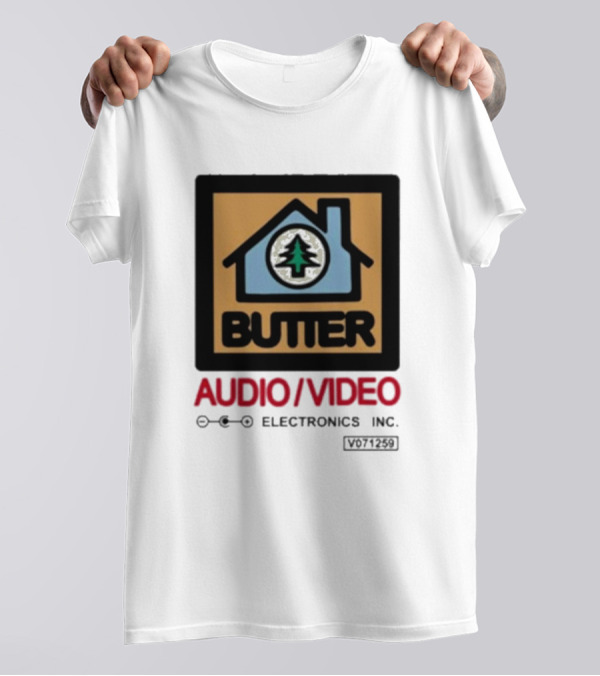 Tommyinnit Wearing Butter Audio Video Electronics Inc. House Symbol With Tree T-Shirt