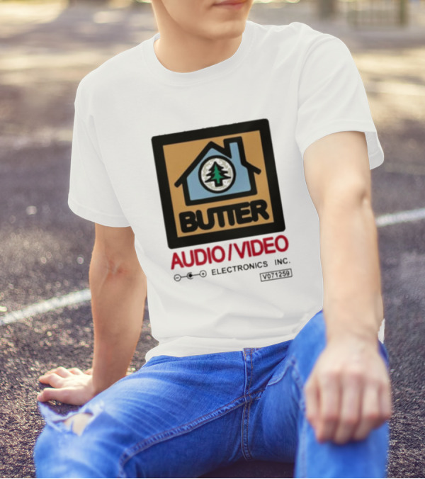 Tommyinnit Wearing Butter Audio Video Electronics Inc. House Symbol With Tree T-Shirt