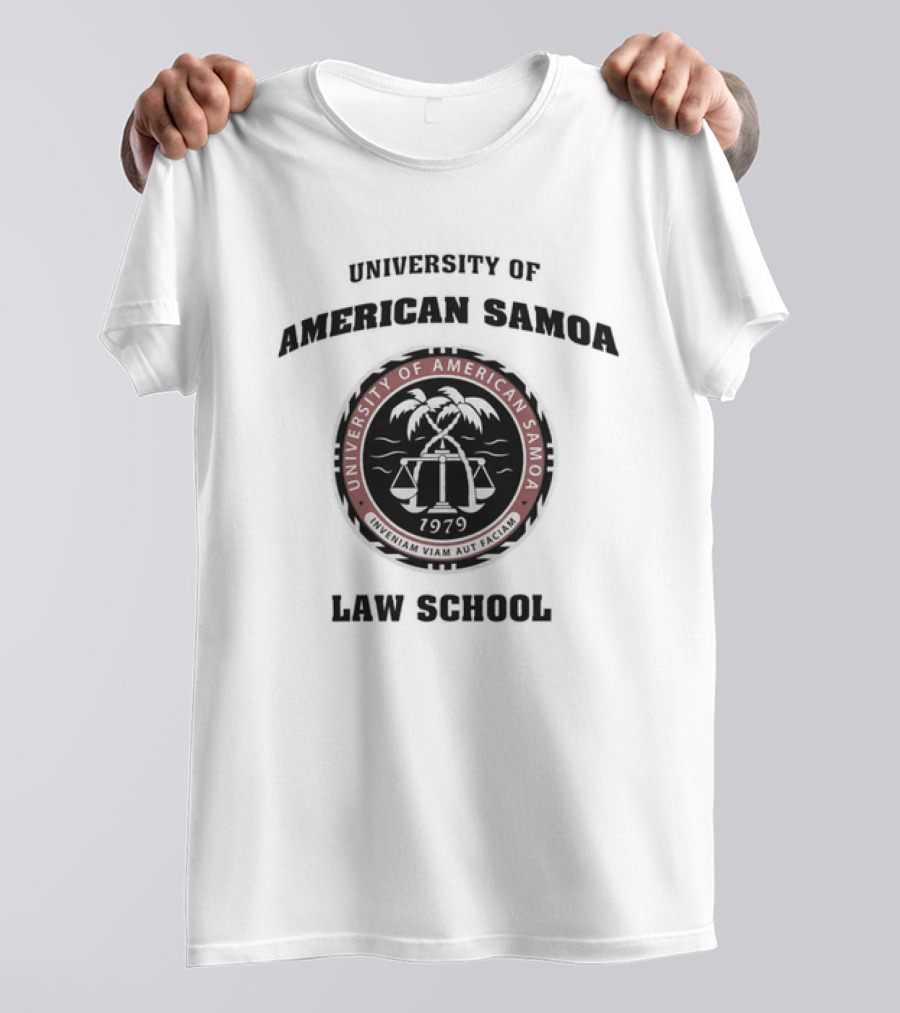 University Of American Samoa Law School Seal 1979 Palm Trees Scales T-Shirt