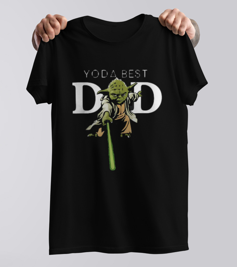 Yoda Best Dad Star Wars Fathers Day Green Lightsaber Jedi Master T-Shirt