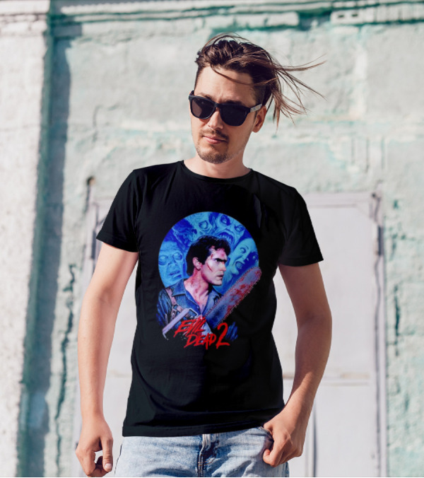 Evil Dead 2 Main Character Chainsaw Fight With Zombies T-Shirt