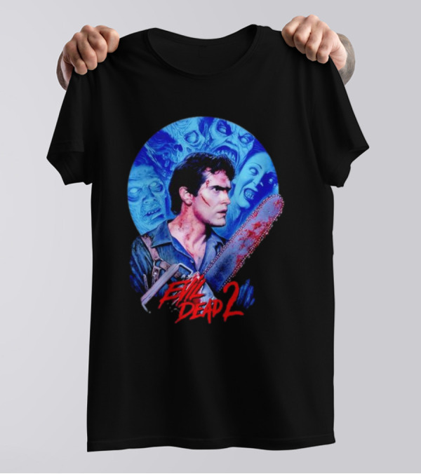 Evil Dead 2 Main Character Chainsaw Fight With Zombies T-Shirt