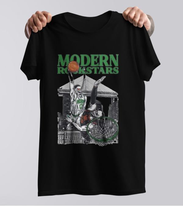 Modern Rockstars Basketball Dunk Skyline Bridge T-Shirt