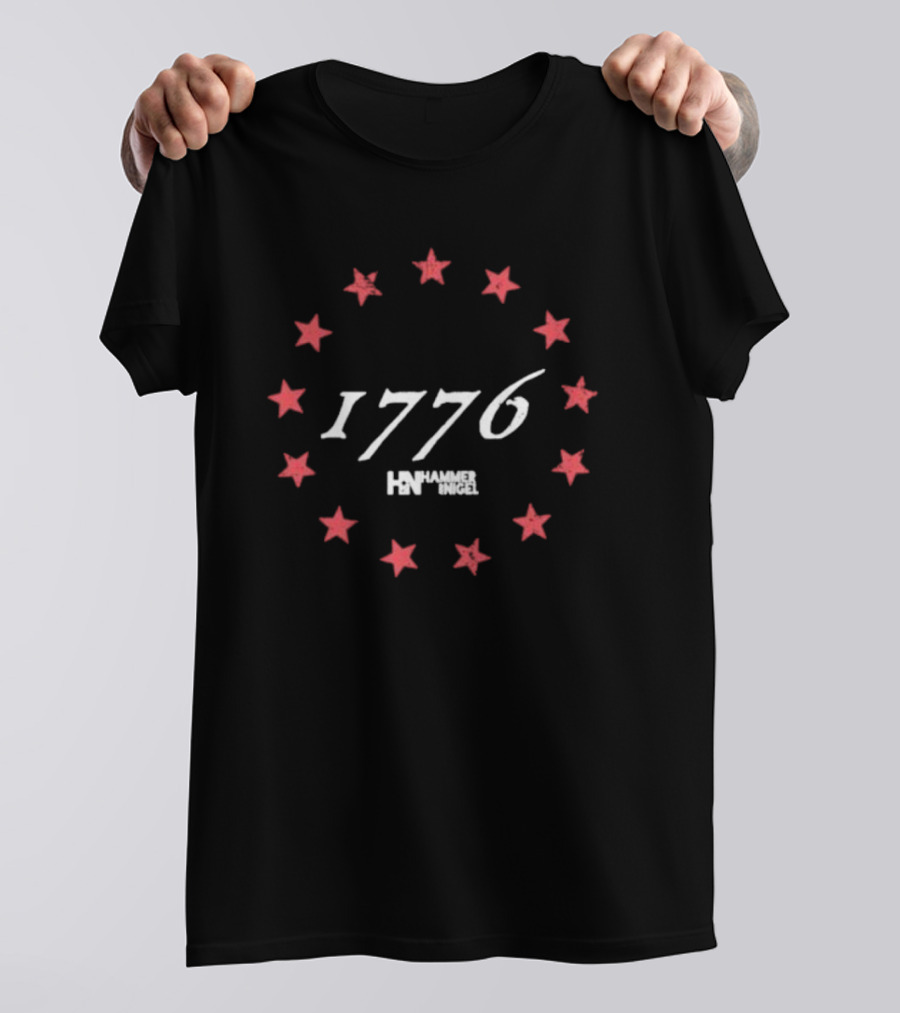 Hammer And Nigel 1776 Red Stars Circle Motif T-Shirt