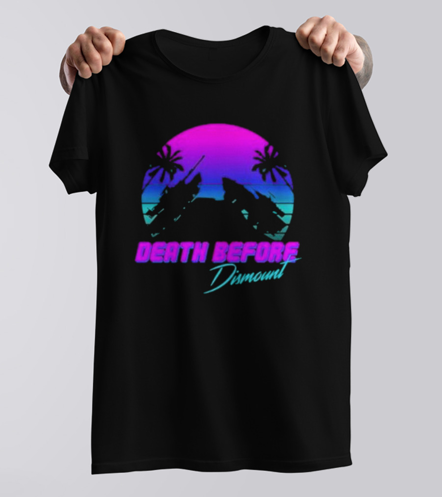 Tactically Jaded Death Before Dismount Retro Sunset Palms Rocket T-Shirt