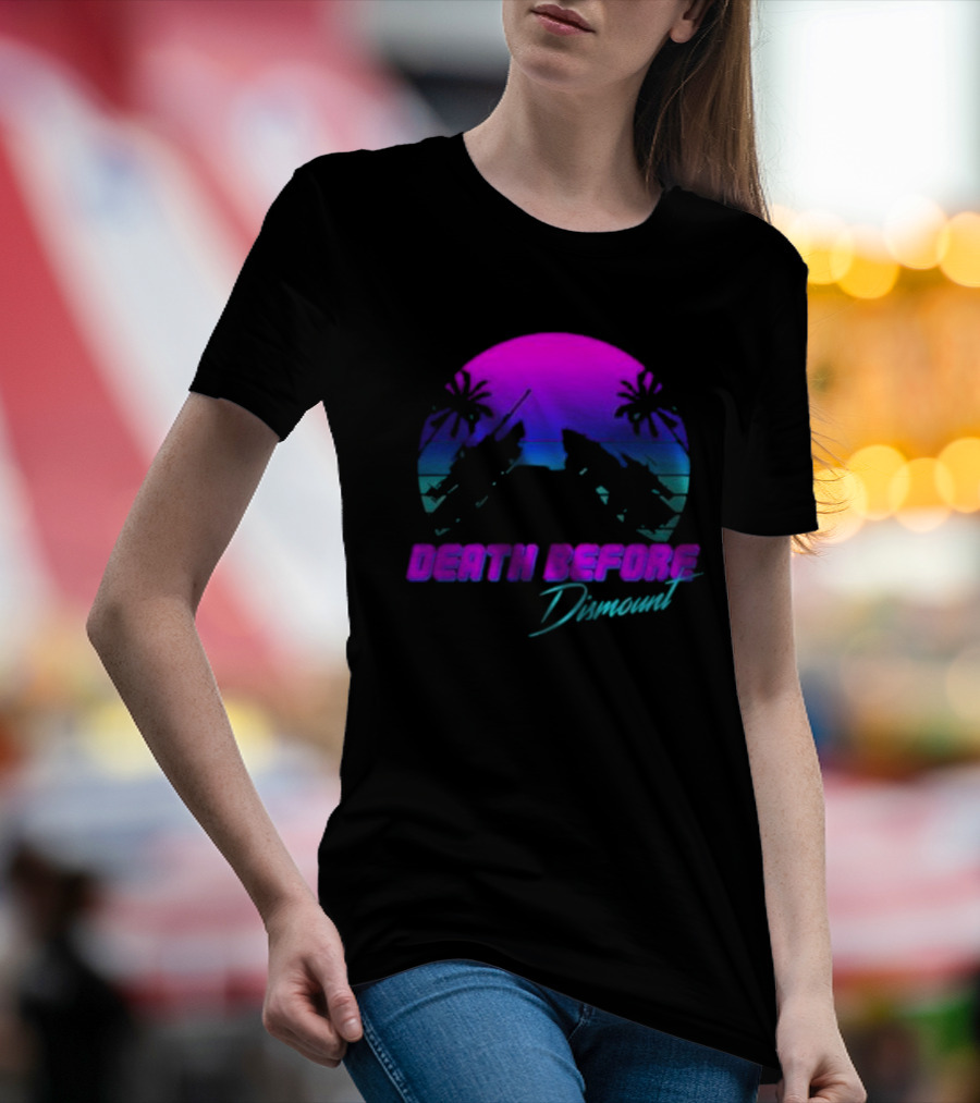 Tactically Jaded Death Before Dismount Retro Sunset Palms Rocket T-Shirt