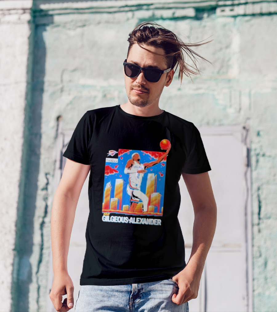 Thunder Basketball Hero Gilgeous-Alexander Skyline Dunk T-Shirt