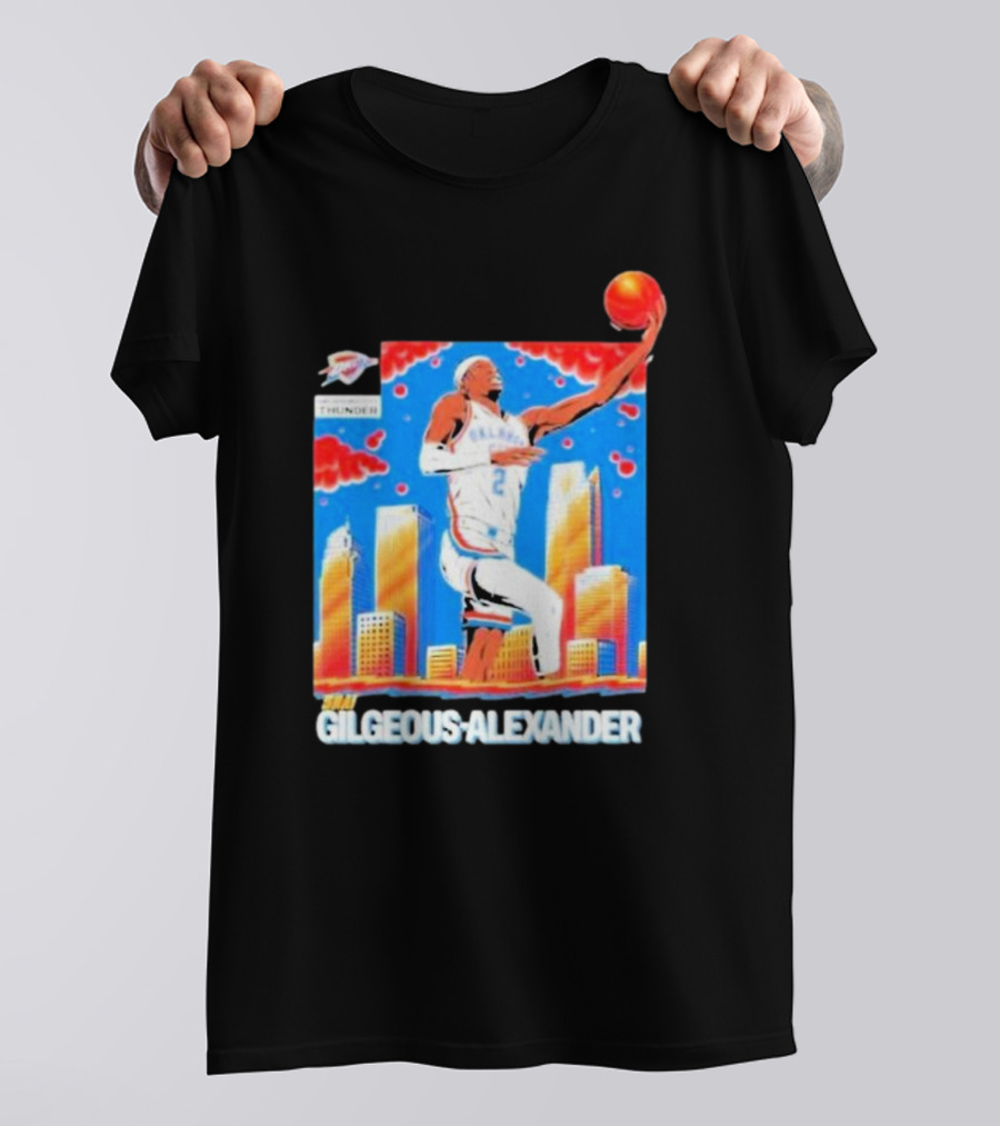 Thunder Basketball Hero Gilgeous-Alexander Skyline Dunk T-Shirt