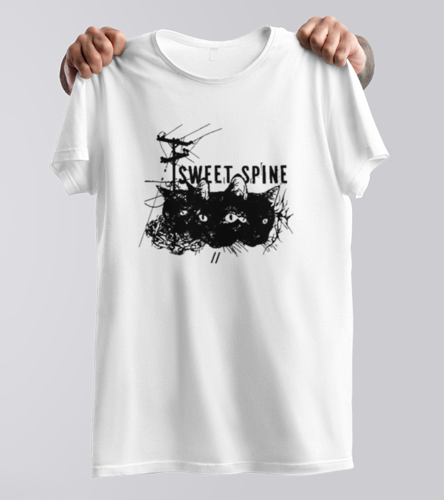 Sweet Spine 3 Headed Cat Dark T-Shirt