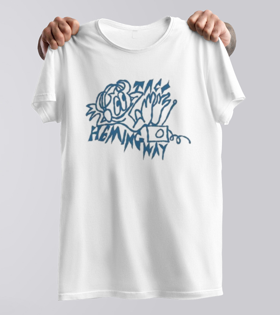 Taco Hemingway Blue Sketch Art With Music And Text Elements T-Shirt