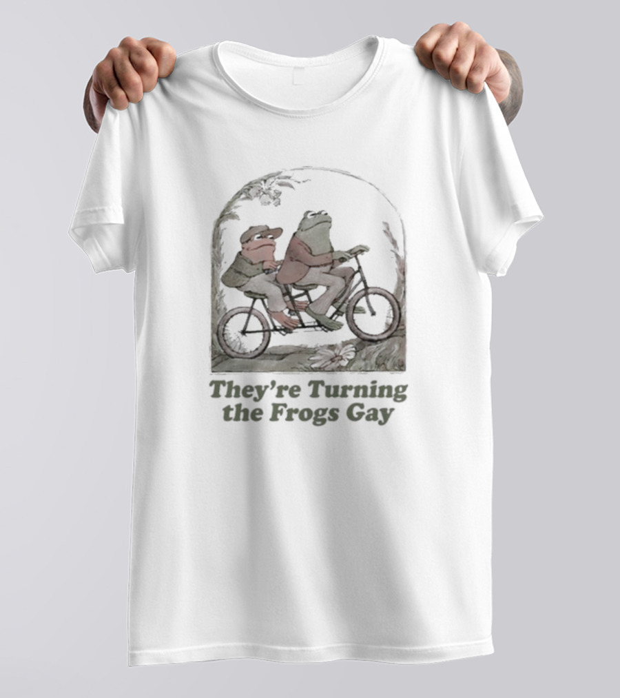 Frog Friends Riding A Bicycle Adventure: They're Turning The Frogs Gay T-Shirt