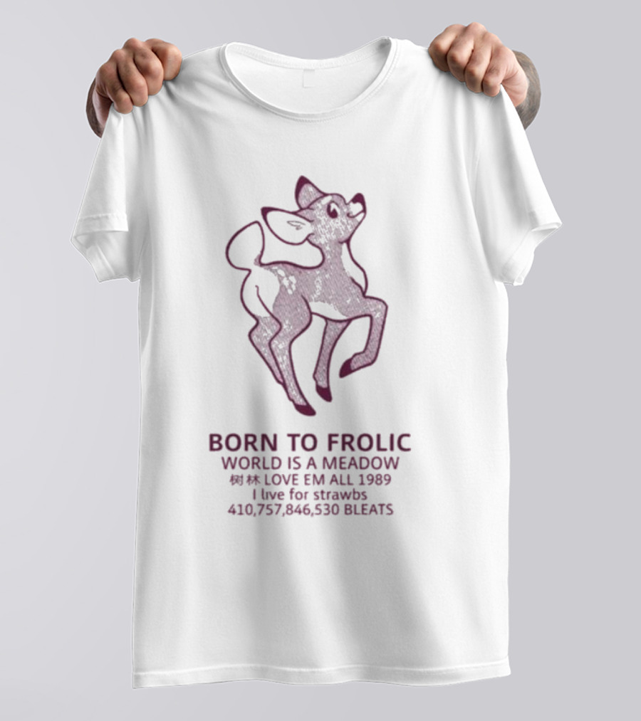 BORN TO FROLIC WORLD IS A MEADOW LOVE EM ALL 1989 STRAWBS BLEATS T-Shirt