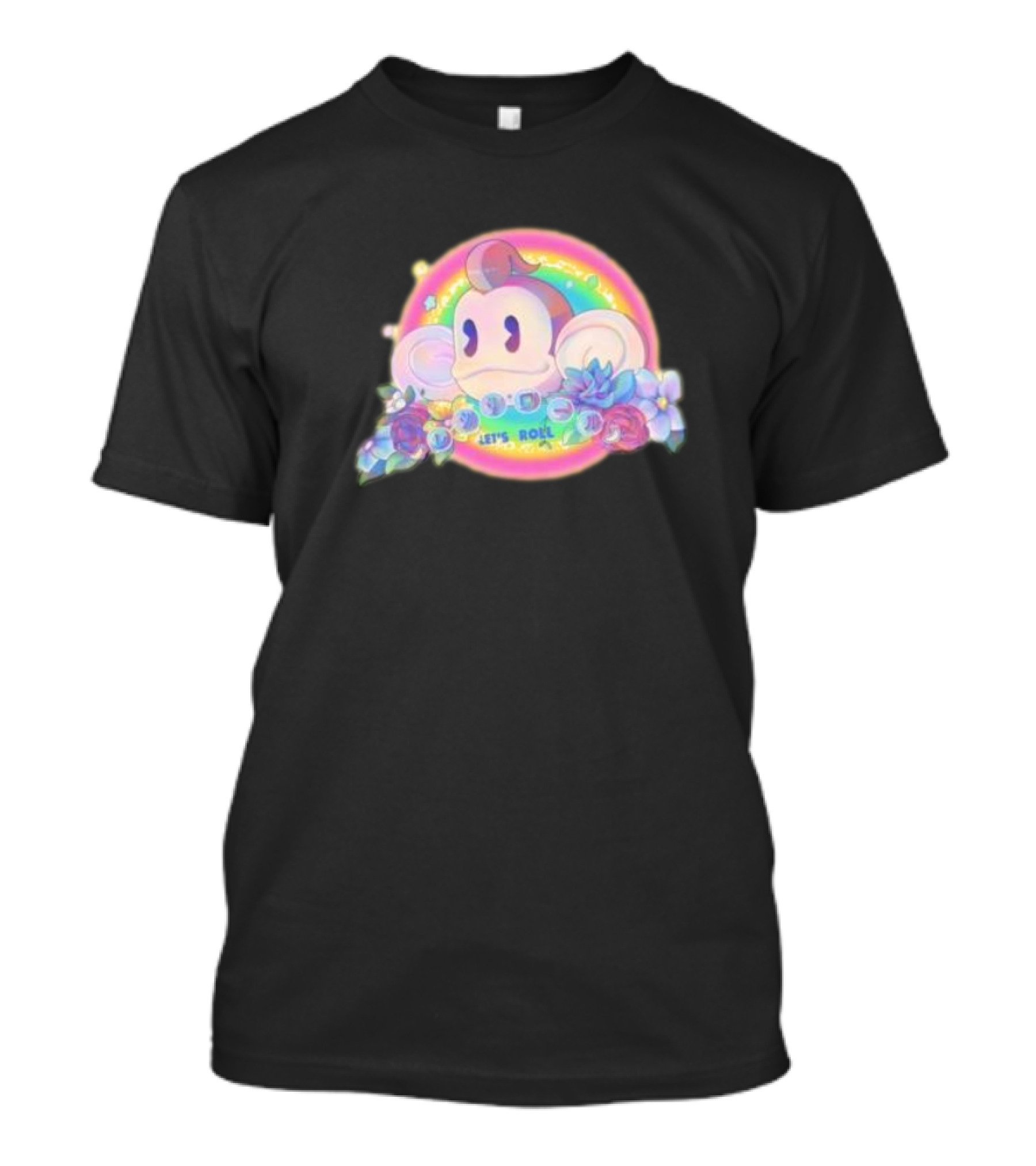 Quit Monkeying Around Let's Roll With Rainbow Monkey And Flowers T-Shirt