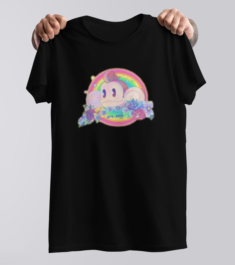Quit Monkeying Around Let's Roll With Rainbow Monkey And Flowers T-Shirt