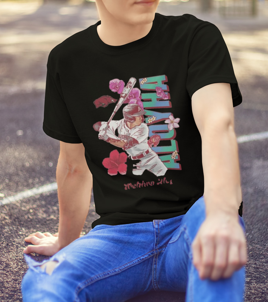 Wehiwa Aloyha Aloy Arkansas Baseball Flowers T-Shirt