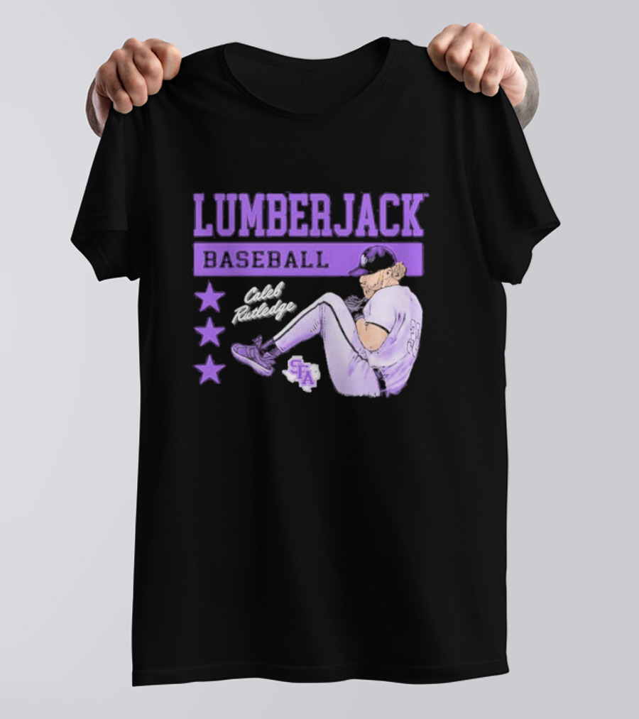 Lumberjack Baseball Caleb Rutledge SFA Cartoon T-Shirt