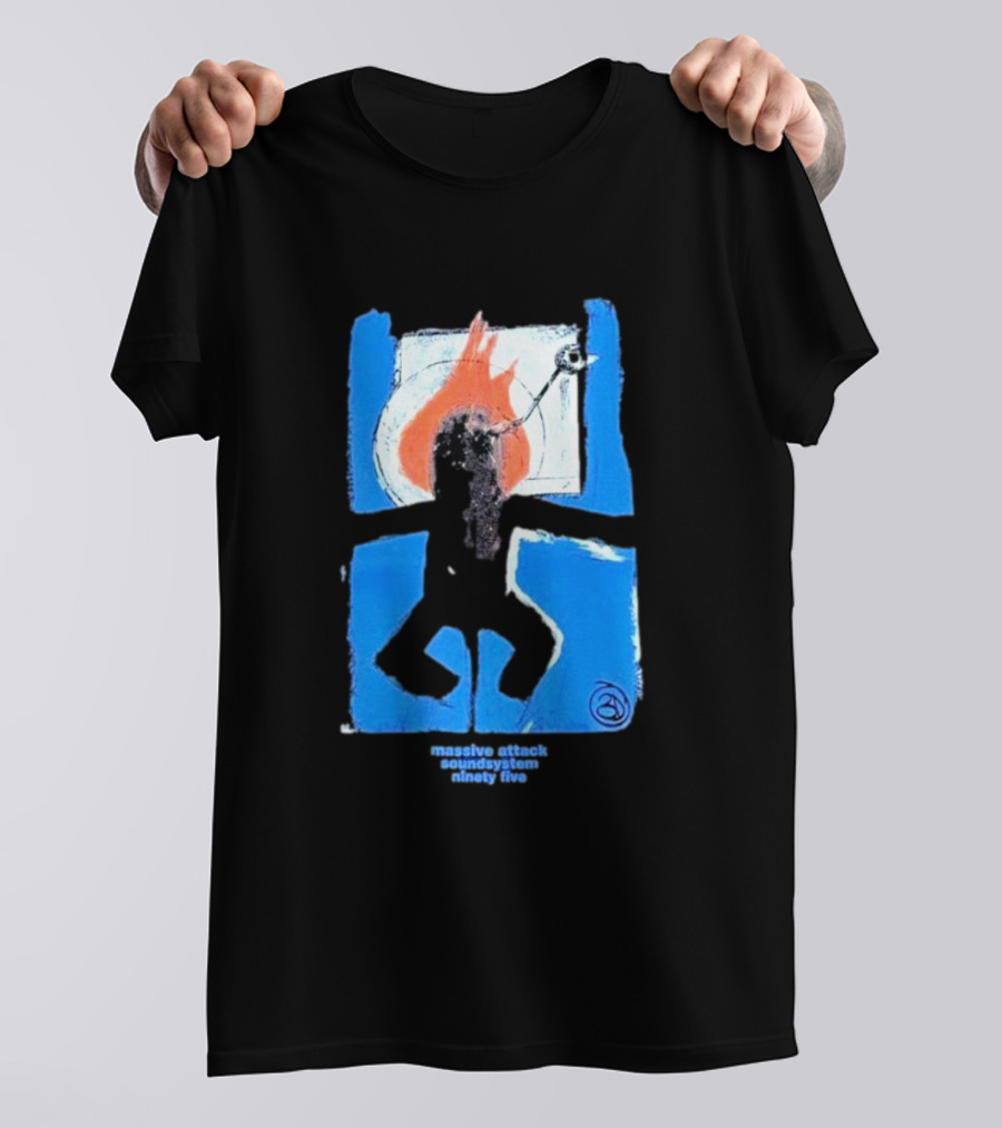 Massive Attack Soundsystem Ninety Five Fire Silhouette Blue Frame T-Shirt